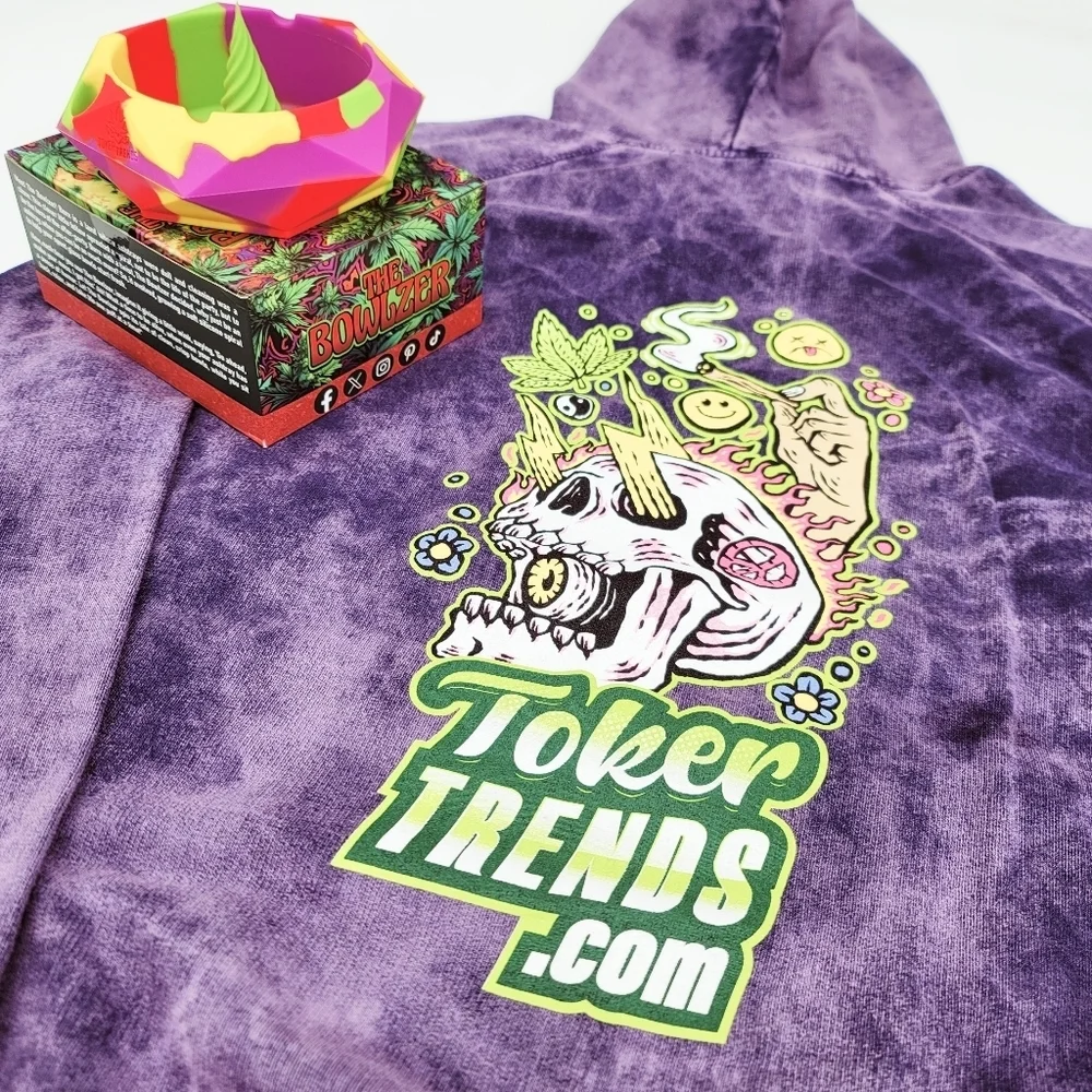 TokerTrends SmokeSesh Purple Tie-Dye Unisex Hoodie & Bowlzer Combo - Picture 2 of 8